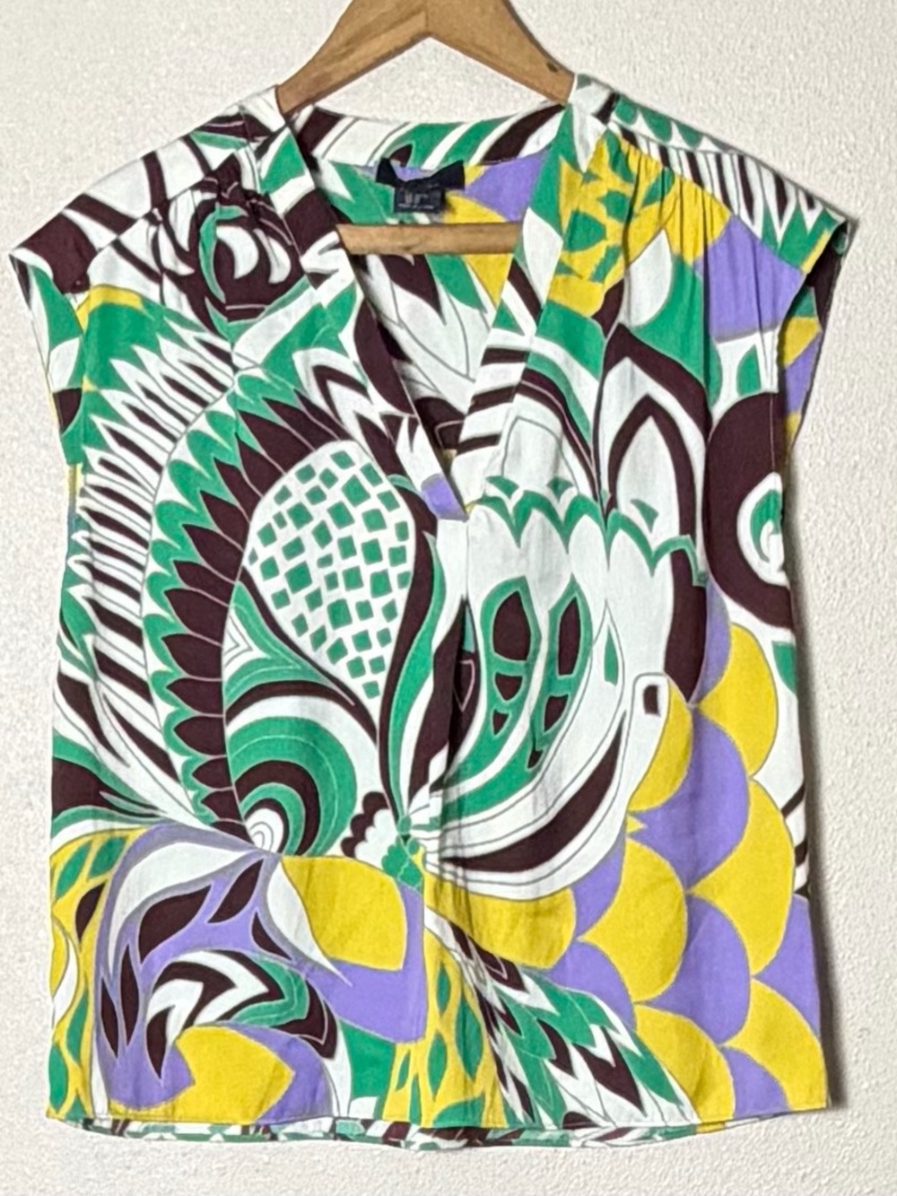 RACHEL Rachel Roy Multicolor Abstract V-Neck Sleeveless Top